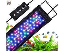 Aquarium LED Verlichting 24W Full Spectrum - 24/7 Dag Nacht Modus - Instelbare Timer en Helderheid - Aquarium Plantengroei Lamp - Uitschuifbare Bevestiging - Voor 60-80 cm Aquarium - Energieklasse E - Zoetwater en Plantenbak Verlichting