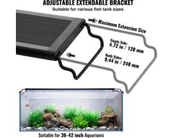 Aquarium - Licht - Full Spectrum - Met Natuurlijke Modus - Instelbare Timer - 5-Level Helderheid - Uitschuifbare Beugels - 32x7,5,3,5cm - Voor Aquaria van 91-107cm