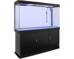 Aquarium & Meubel set 300 liter - 120x70x39 cm - Kleur: Zwart - LED-verlichting - Geschikt voor zoetwater, tropische en zoute water vissen - Filtratiesnelheid: 1800 l/h - gebogen hoeken