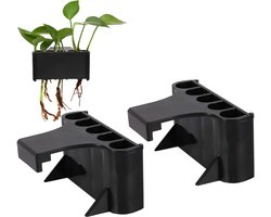 Aquarium Plantenhouder - 2 Stuks - 5-Gats Plastic Beker - Plantenbak - Hangende Plantenmandjes - Plantenrek - Standaard - Accessoire Voor Aquariumdecoratie - Tuinaanleg - Decoratie - Geschikt Voor Drijvende En Gewortelde Planten - Zwart