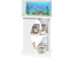 Aquariumkast Aquariumstandaard - Stevige Metalen Viskast met 3 Opbergniveaus - Modern Aquarium Meubel voor 37-75L Aquariums - Ruimtebesparend Aquarium Rek - Viskom Standaard - Aquarium Tafel Wit