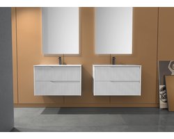 AquaVik Badmeubelset Solheim 60x45x85cm Snö Wit 2-Lades Met Werkblad En Opbouw Waskom Mat Wit