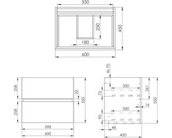 AquaVik Complete Badmeubelset Nordvik 60x45x85 cm Grijs Eiken 2-Lades