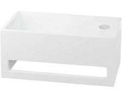 AquaVik Fontein Toilet Kraan Rechts - Solid Surface Mat Wit - 35cm - 35x20x16cm - Handdoekhouder - Handenwasser - Wc Fontein - Toiletfontein