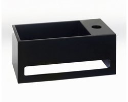 AquaVik Fontein Toilet Kraan Rechts - Solid Surface Mat Zwart - 35cm - 35x20x16cm - Handdoekhouder - Handenwasser - Wc Fontein - Toiletfontein