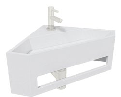 AquaVik Hoekfontein Toilet - Solid Surface Mat Wit - 35x35x16cm - Handdoekhouder - Fontein - Handenwasser - Wc Fontein - Toiletfontein