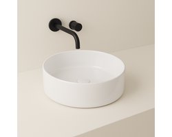 AquaVik Waskom Länk Keramiek Rond 40x12 Glans Wit Nano coating