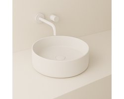 AquaVik Waskom Länk Keramiek Rond 40x12 Mat Wit