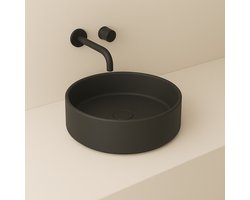 AquaVik Waskom Länk Keramiek Rond 40x12 Mat Zwart