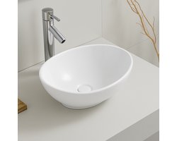 AquaVik Waskom Sjön Ovaal Keramisch Glans Wit 40x33x14.5 cm