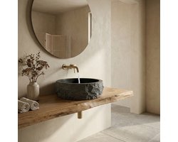 AquaVik Waskom Sten Hardsteen Gezoet Rond Hamerslag 40x12 cm