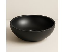 AquaVik Waskom Tvättvik Rond 20x9 cm Keramisch Mat Zwart