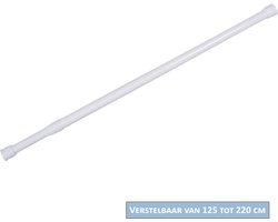 AquaVive Douchestang Wit – Verstelbaar 125 tot 220 cm – Rond – Telescopisch – Zonder Boren