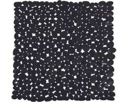 AquaVive veiligheidsmat "Stones" voor in bad of douche | zwart | 55 x 55 cm | 100% PVC