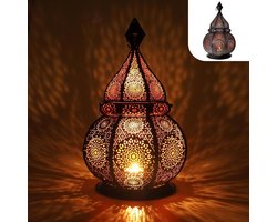 Arabische Lantaarn Voor Kaarsen en Elektrische Verlichting - Handgemaakte Oosterse Lamp - 36 cm Hoog - Windbestendig - Binnen en Buiten Gebruik Kaarsenhouder