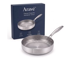 Aravé® Titanium Pan - 28 cm - Inductie Hapjespan - PFAS Vrij - Diepe Braadpan - Zonder Antiaanbaklaag