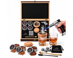Aravé Whiskey Smoker Set in Houten Kist - Cocktail Smoker en 9 Stenen