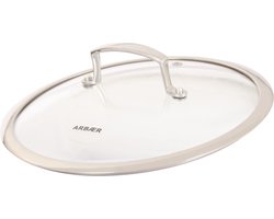 Arbaer Glazen Pannendeksel voor de Arbaer Hapjes- of Koekenpan Ø 24 cm - Hittevrij Handvat - Met Stoomgat