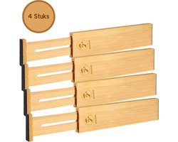 Arboledia Bamboe Ladeverdeler - Ladeverdeler Verstelbaar - Lade Organizer - Bamboe Kast Organizer - Schuiflades - Set van 4 Stuks - 6,5 CM x 31 CM/44 CM