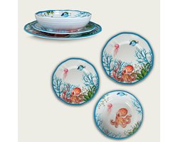 Arca ABISSI - Set van 2 Melamine Dinerborden Ø28xH2cm – licht in gewicht – makkelijk stapelbaar – voor binnen en buiten