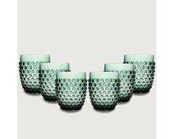 Arca Dotted Green - Acryl Drinkbeker 350ml - Set van 6 - groen - duurzaam, lichtgewicht, onbreekbaar, ideaal voor in de tuin, picknick, speelse look