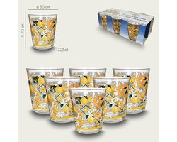 Arca Limoni - glazen drinkglazen 325ml, Set van 6 glazen - vrolijke decoratie - past bij het Limoni (Due) servies