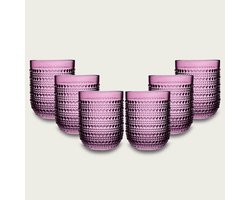 Arca SERENITY DUE Water/Drinkglas 250ml, paars, set van 6 stuks, verpakt in een giftbox