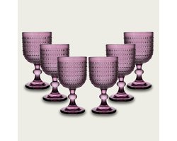 Arca SERENITY DUE Wijn/Waterglas op voet 330ml, paars, set van 6 stuks, verpakt in een giftbox