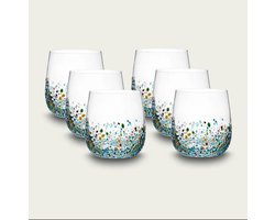 Arca SPOTS - glazen drinkglazen 430ml - Set van 6 glazen - vrolijke decoratie - past bij veel serviezen