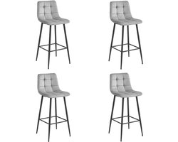 ARCETO kruk - zilvergrijs fluweel / zwarte poten x 4