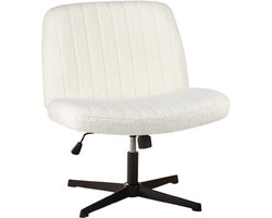 Archi Bureaustoel – Stoel - Draai fauteuil - Criss Cross Design – Verplaatsbaar - Draaibaar & Verstelbaar – Teddy Velvet – Beige – Zwarte Metalen Poten