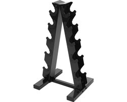 Archi halterhouder – Gewichten rek – 5-laags - Halter rek - Dumbell opbergrek – Staal met rubberbescherming – Zwart/zwart – Tot 100 kg