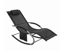 Archi Ligbed – Ligstoel - Tuinstoel - Ergonomisch - Schommelfunctie – Ademend & Weerbestendig – Opbergvak – Max. 150 kg – Zwart