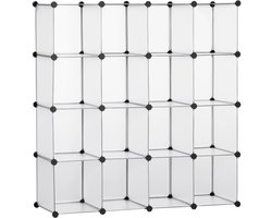 Archi Modulaire Kunststof Kast – Vakkenkast - 16 Vakken – Stapelbare Opbergkast – Kledingkast & Schoenenkast - 125 × 32 × 125 cm