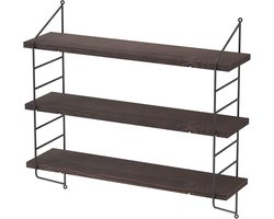 Archi Wandplank – Opbergrek - Industrieel Design – Metaal & Massief Dennenhout – Verstelbare Hoogtes – Bruin – 58 × 15 × 54,5 cm