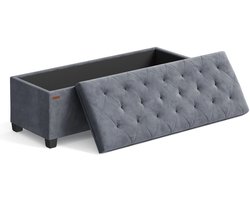 Archi zitbank - Zetel - Halbank - Hocker - Opvouwbare poef - Voetenbank - Met opbergruimte - 38 x 110 x 38 cm - 300 kg - Grijs