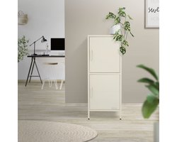 Archiefkast 40x101.5x40 cm crème Kantoorkast met 2 stalen deuren ML design