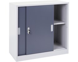 Archiefkast Boston MCW-F41, stalen kantoorkast, met afsluitbare schuifdeuren 90x90x45cm ~ antraciet