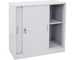 Archiefkast Boston MCW-F41, stalen kantoorkast, met afsluitbare schuifdeuren 90x90x45cm ~ grijs