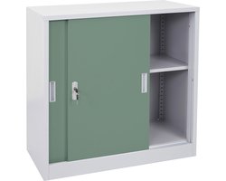 Archiefkast Boston MCW-F41, stalen kantoorkast, met afsluitbare schuifdeuren 90x90x45cm ~ groen