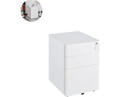Archiefkast - Dossierkast - Roldeurkast - Kantoorkast - Opbergkasten met deuren - Archiefkast Metaal - 39 x 48 x 59 cm - Wit