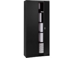 Archiefkast, draaideurkast, kantoorkast. Bestelbaar per partij van 5 stuks!! Afmeting kast 180 x 80 x 40 cm. Met 4 legborden. Extra dik metaal! Kleur zwart.