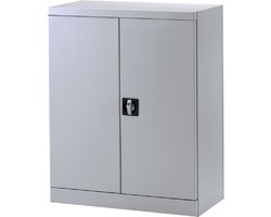 Archiefkast, draaideurkast, kantoorkast, opbergkast van 100 x 80 x 40 cm. in de kleur lichtgrijs. Zeer degelijke kwaliteit door gebruik van dikkere stalen plaatmateriaal
