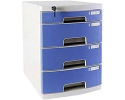 Archiefkast Lade-organizer - Bureaukast Dossierkast - Kantoor Organiseren - Afsluitbare Lades - 43 cm Hoog - Blauw