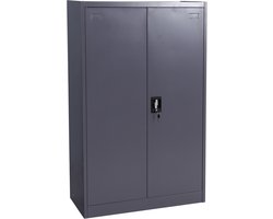 Archiefkast MCW-H17, stalen kast Kantoorkast Kast, 2 deuren afsluitbaar metaal ~ 140x90x40cm donkergrijs