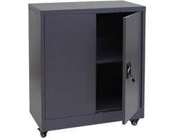 Archiefkast MCW-O50, bureaukast stalen kast met wielen, 2 deuren afsluitbaar, staal 98x80x40cm ~ donkergrijs