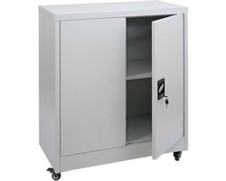 Archiefkast MCW-O50, bureaukast stalen kast met wielen, 2 deuren afsluitbaar, staal 98x80x40cm ~ lichtgrijs