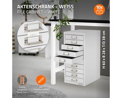 Archiefkast met 10 laden 28x38x60 cm wit metaal ML design