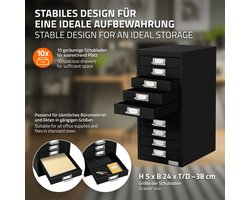 Archiefkast met 10 laden 28x38x60 cm zwart metaal ML design