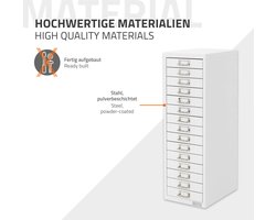 Archiefkast met 15 laden 28x38x87 cm wit metaal ML design